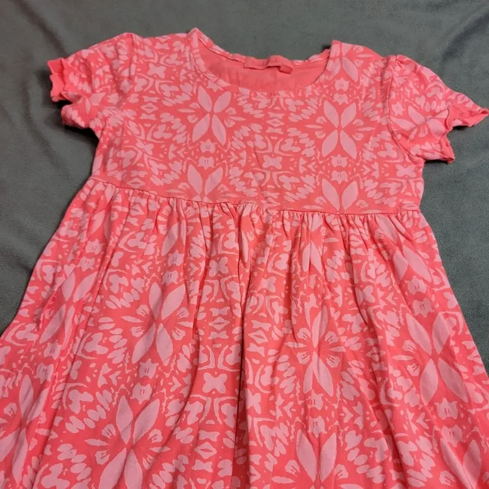 Fresh Produce Dress Girl Medium Pink Comfort Stretch Floral USA Made 100% Cotton